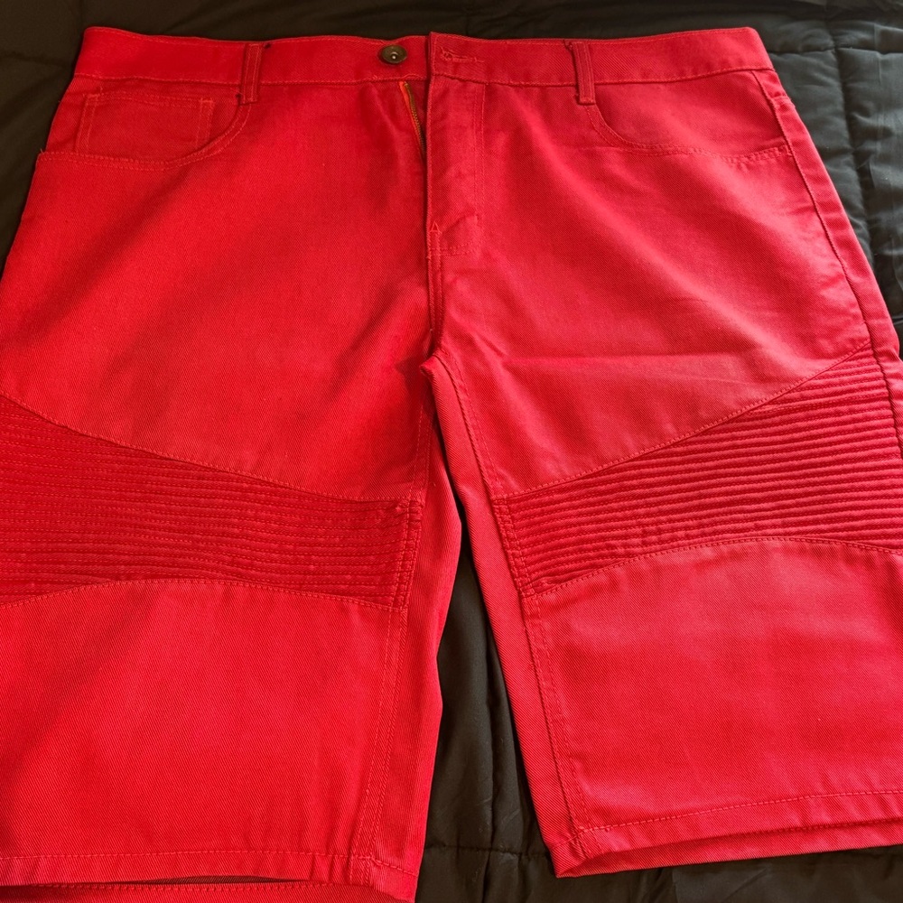 Vibrant Red Men's Jean Shorts